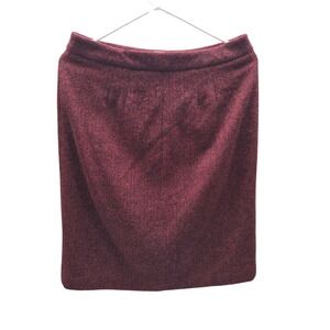SEARLE Wool Blend Herringbone Pencil Skirt Burgundy Size 8‎ Scotland